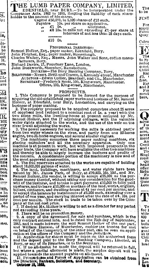 [Lumb Paper Mill Prospectus]